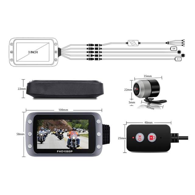 GreenYi WiFi Motorcycle DVR Dash Cam 1080P+1080P Full HD Front Rear View Waterproof Motorcycle Camera GPS Logger Recorder Box
