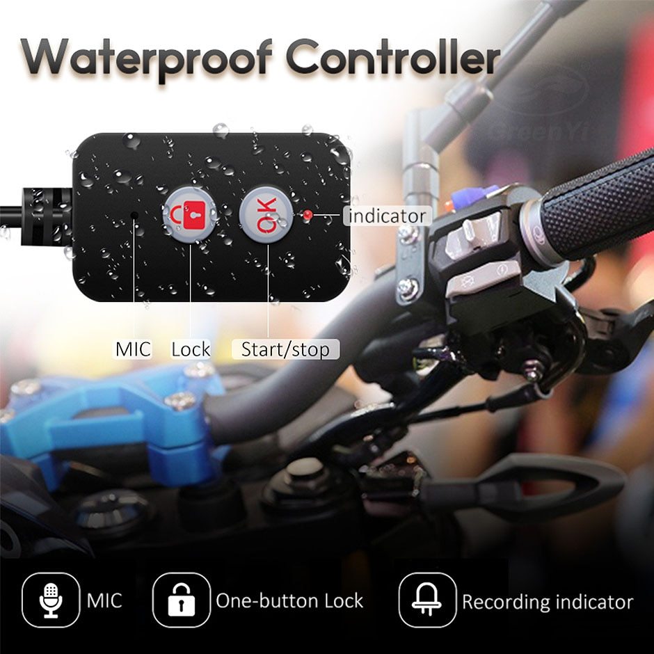 GreenYi WiFi Motorcycle DVR Dash Cam 1080P+1080P Full HD Front Rear View Waterproof Motorcycle Camera GPS Logger Recorder Box