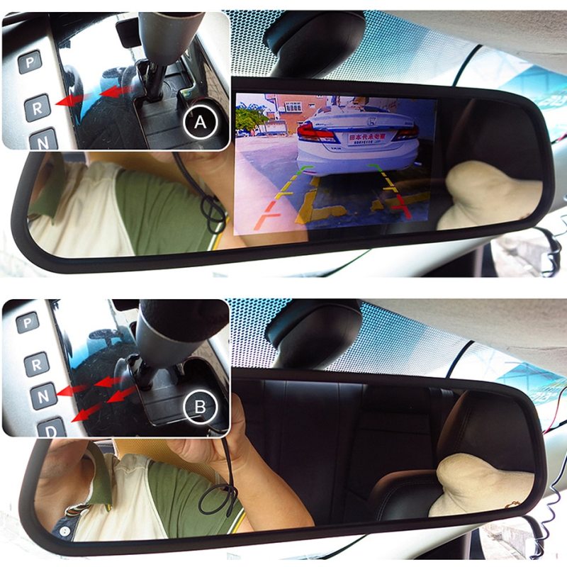 GreenYi 5 inch Car Rearview Mirror with Monitor for 170 Angle Vehicle Rear View Camera HD Sony TFT LCD Parking System