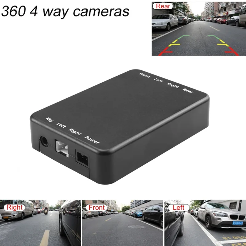 GreenYi 4 Cameras Video Control Image Switch Combiner Channel Converter Box for Car Driving System Front Rear Left Right View