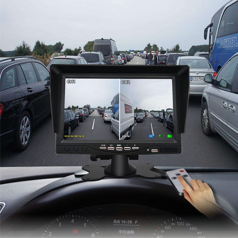 GreenYi 1920*1080 Recording DVR 2 Truck Backup Camera AHD Night Vision with 7" Vehicle Rear View Monitor Support SD Card