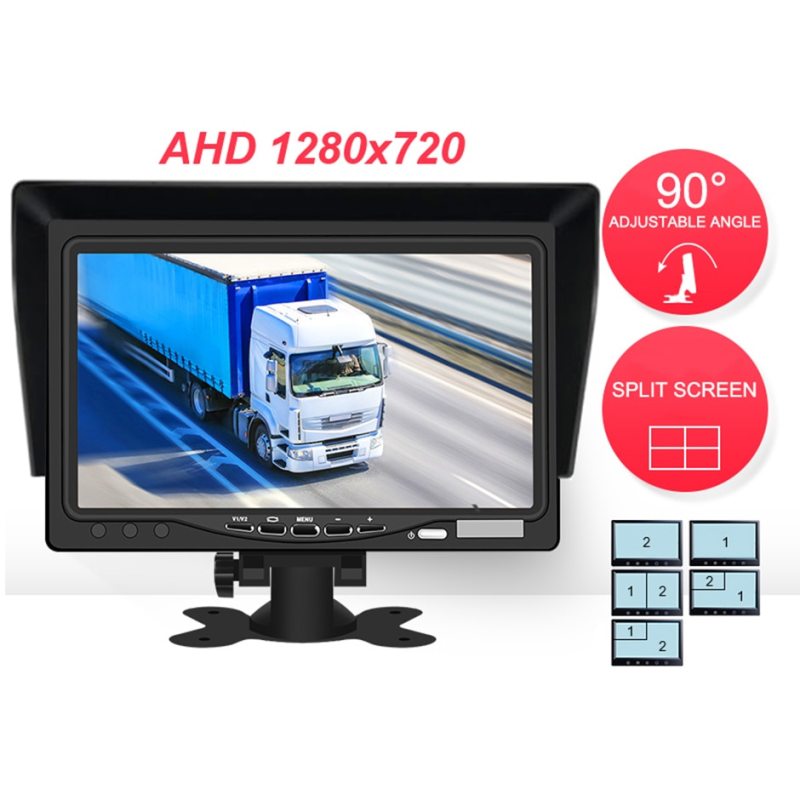 GreenYi 1920*1080 Recording DVR 2 Truck Backup Camera AHD Night Vision with 7" Vehicle Rear View Monitor Support SD Card