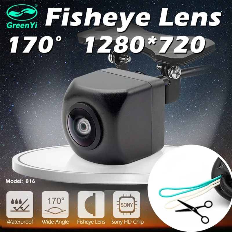 GreenYi Vehicle Rear Front Side View Camera CCD Fish Eyes Night Vision Waterproof IP68 Car Reversing Back Up Camera Universal