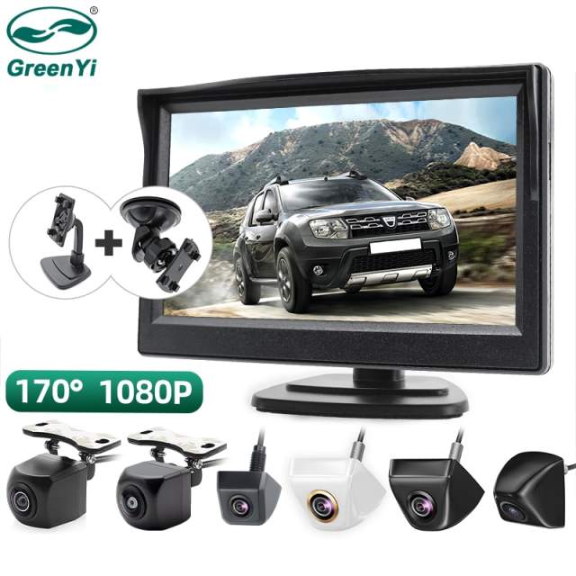 GreenYi 5 inch AHD IPS Monitor 1920*1080P High Definition 170 Degree Starlight Night Vision Vehicle Camera Reverse For Car