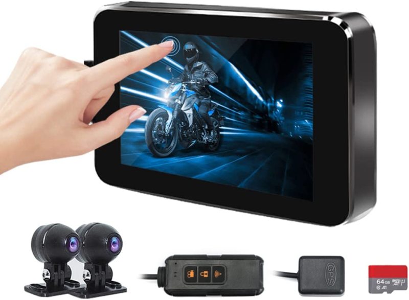 Motorcycle DVR Dash Cam, GreenYi 4” IPS Touch Screen w/ FHD 1080P