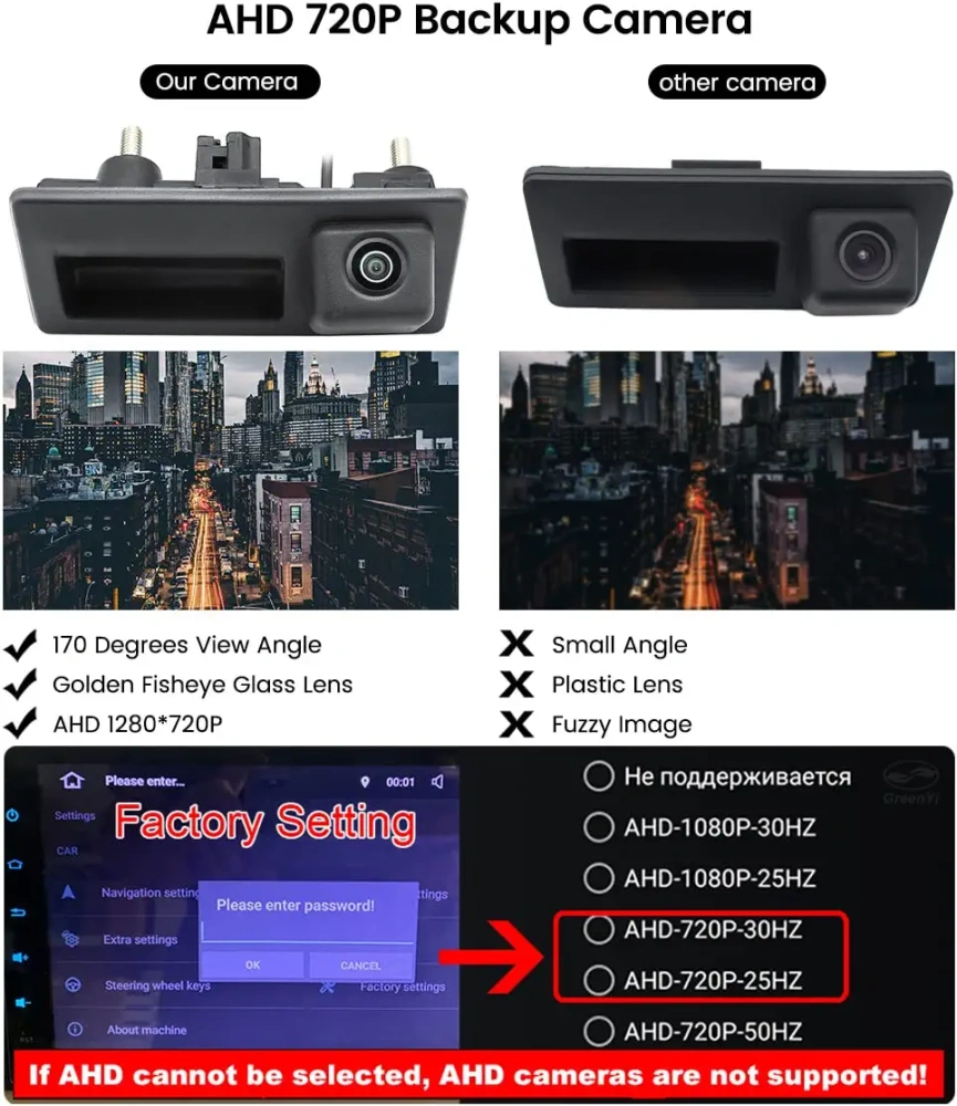 Vehicle HD 720P Backup Camera for Audi A4L A5 A3 Q3 Q5 RS6 for VW Passat Tiguan Jetta Sharan Touareg Lavida Skoda, Car Rear View Trunk Handle Camera