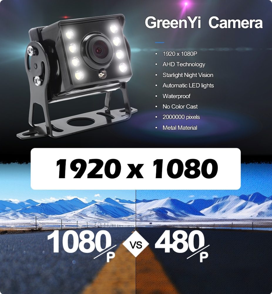 GreenYi 1920*1080P AHD High Definition Truck Starlight Night Vision Rear View Camera For Bus Car