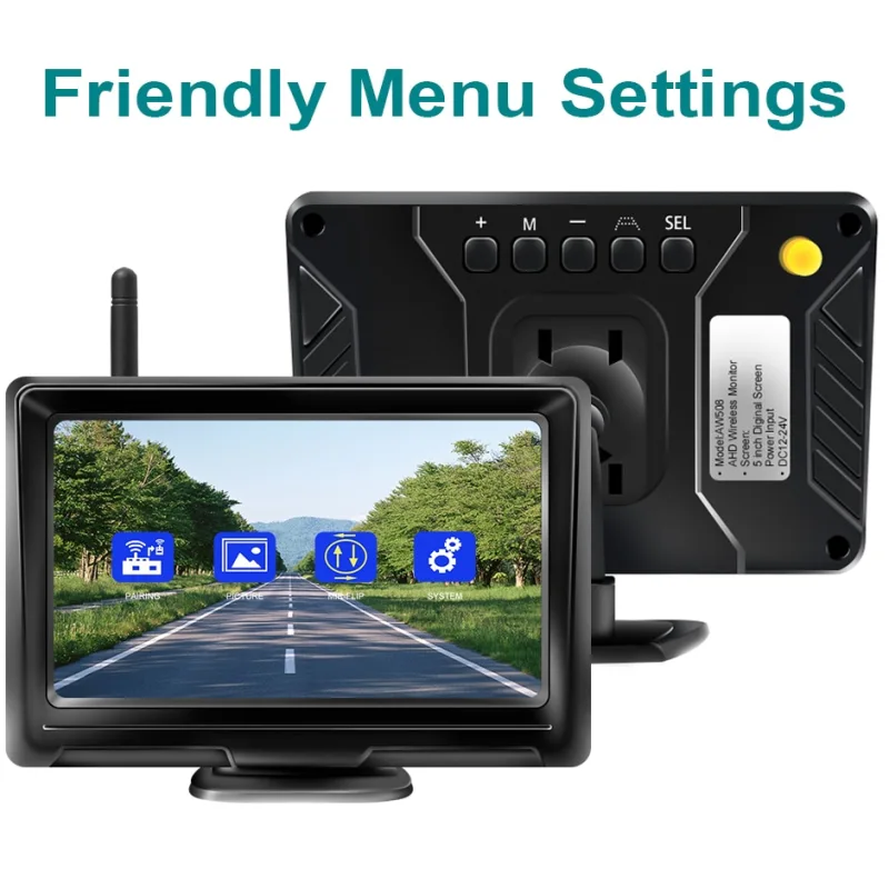 GreenYi 1080P Wireless IPS 5 Inch Car Monitor Rear View Reverse Camera Driving Kit with Stable Digital Signal Auto Parking
