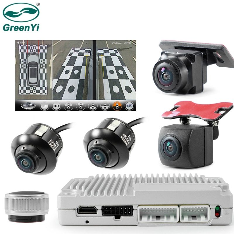 GreenYi 3D 1080P Car Multi-angle Camera Super 360 Panoramic DVR SVM Bird Eye Surround View Parking System AHD VGA