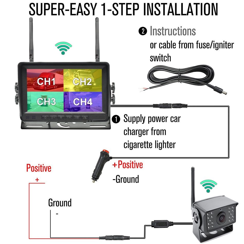 GreenYi Wireless AHD 7 inch DVR Monitor 720P High Definition Night Vision Reverse Backup Recorder Wifi Camera For Bus Car Truck