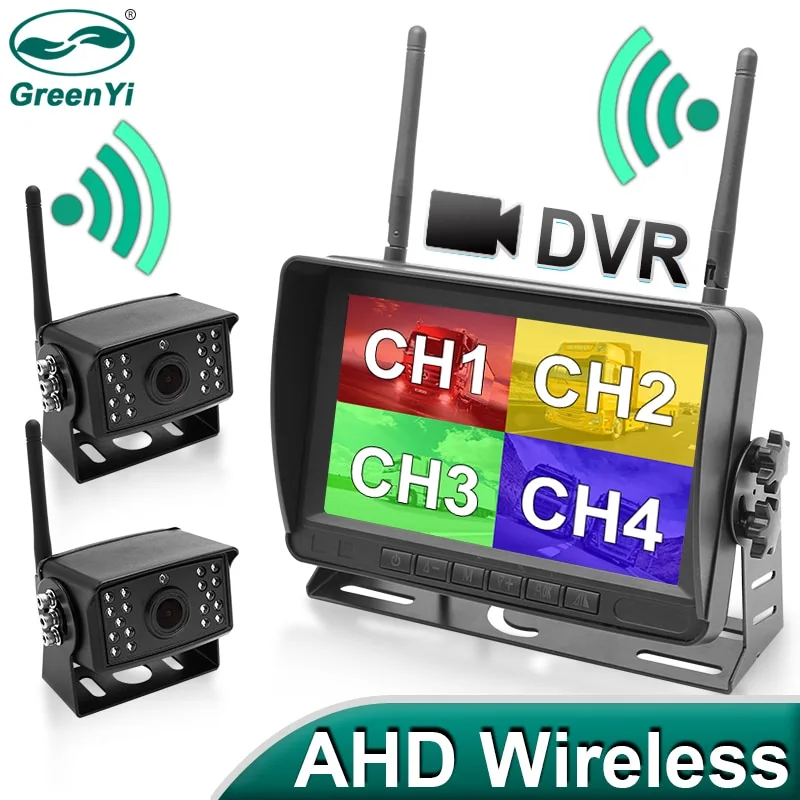 GreenYi Wireless AHD 7 inch DVR Monitor 720P High Definition Night Vision Reverse Backup Recorder Wifi Camera For Bus Car Truck