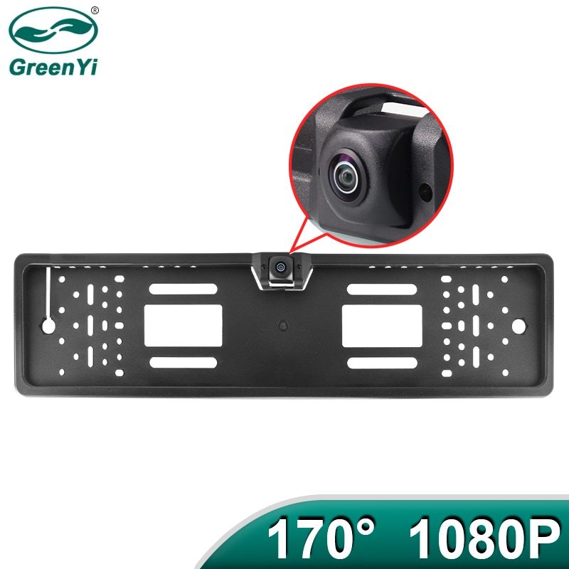 GreenYi 170 Degree 1920x1080P AHD EU European Car Rear View Number License Plate Frame Camera Fisheye Night Vision