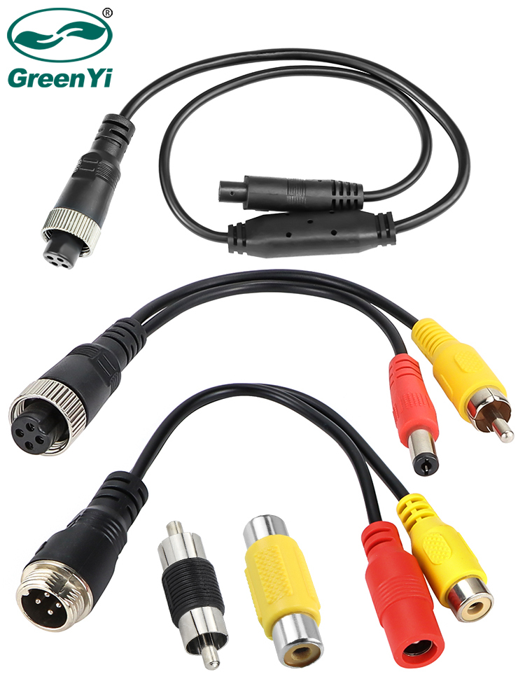 GreenYi 4Pin Aviation Head Male/Female to RCA AV/Female DC Multiple Cable Plug Adapter Converter For Car Rear Camera Monitor