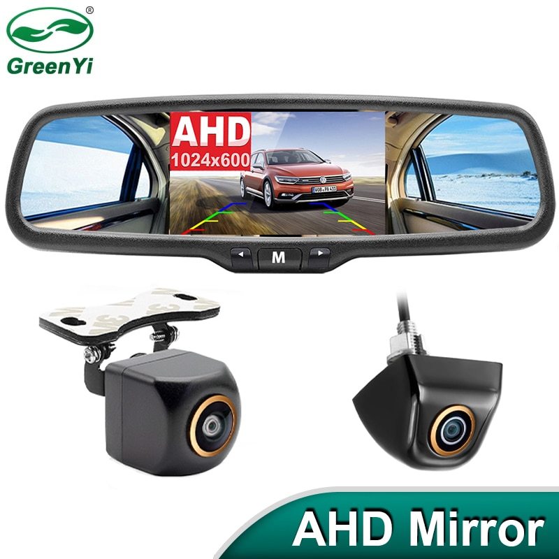 GreenYi 5 inch AHD Mirror Monitor 1920*1080P High Definition 170 Degree Starlight Night Vision Vehicle Reverse Camera