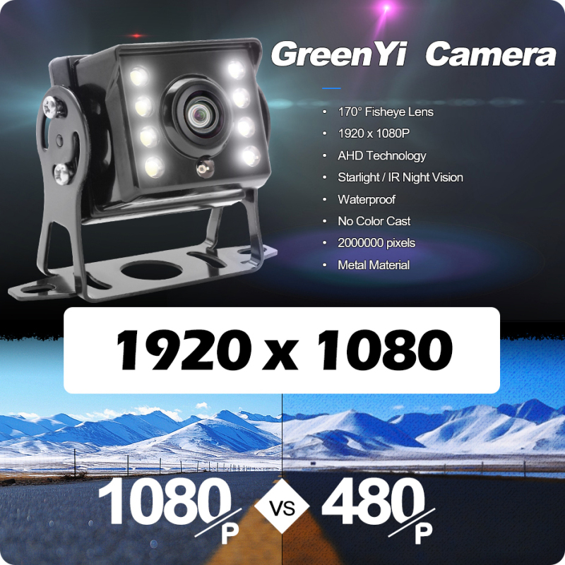 GreenYi 170° AHD 1920*1080P Fisheye Lens Starlight Night Vision Rear View Camera for Bus Truck