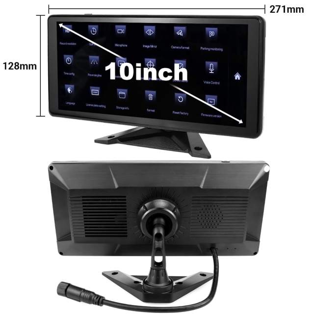 GreenYi 10" AHD 4CH Monitor Recording DVR 1080P Car Rear View Camera Truck Vehicle IPS Touch Screen Support FM Mirrorlink, truck monitor camera system