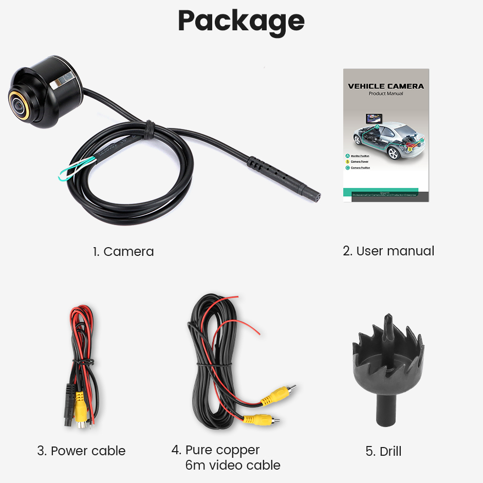 GreenYi 170° AHD 1920x1080P Rear View Backup Reversing Side View Blind Spot Camera Metal Body Flush Hidden Mount