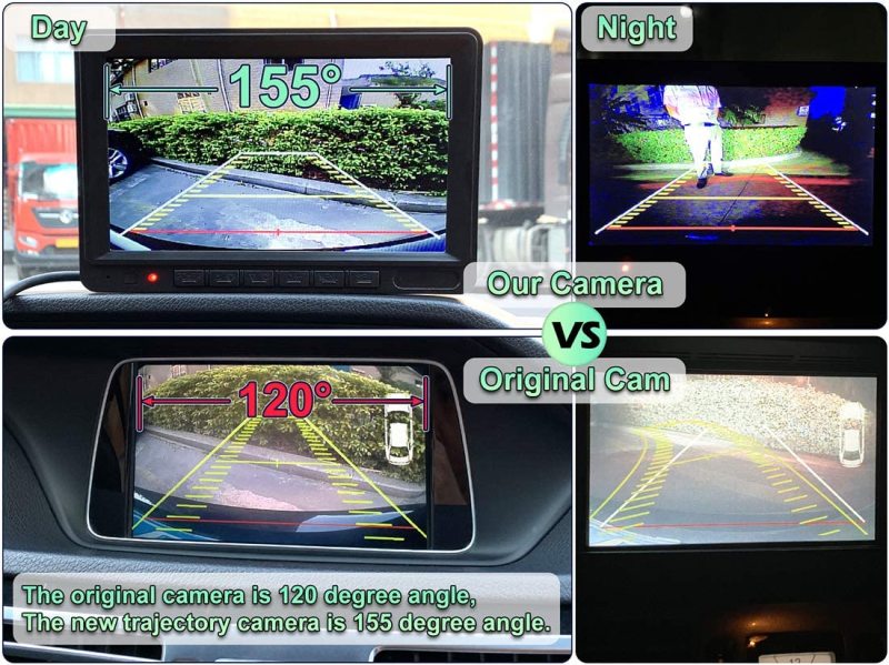 Car License Plate Trajectory Backup Camera with Dynamic Moving Guide Line, GreenYi-59 2in1 960x720 Waterproof Night Vision Rear View Camera with Wide View Angle