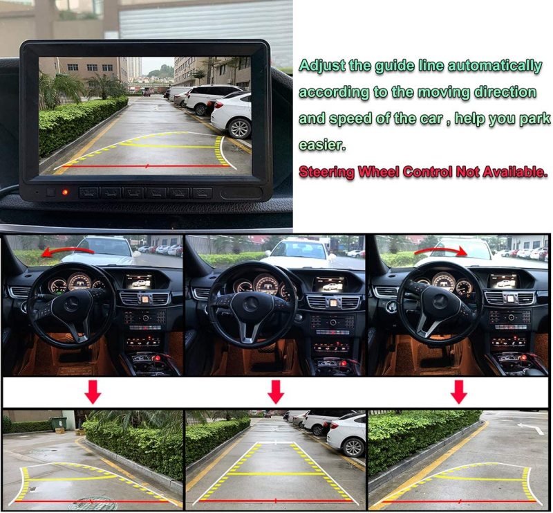 Car License Plate Trajectory Backup Camera with Dynamic Moving Guide Line, GreenYi-59 2in1 960x720 Waterproof Night Vision Rear View Camera with Wide View Angle