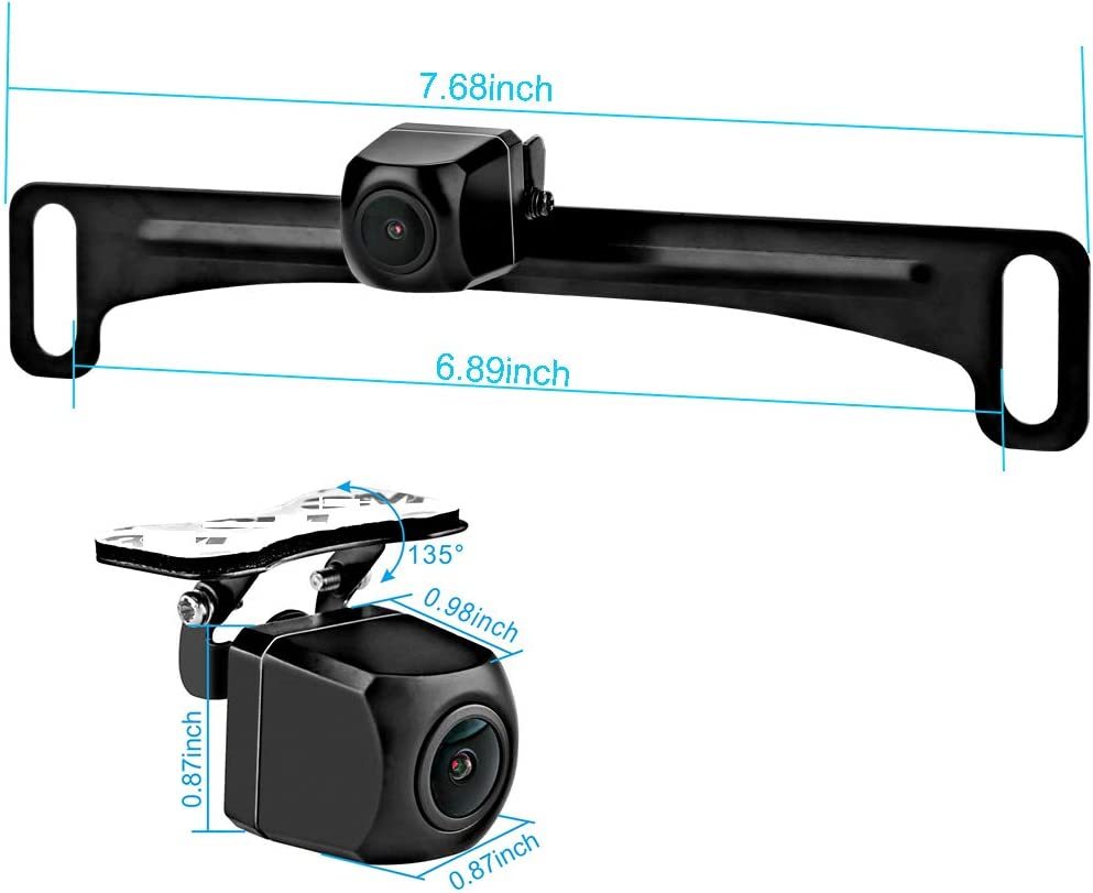 Car License Plate Trajectory Backup Camera with Dynamic Moving Guide Line, GreenYi-59 2in1 960x720 Waterproof Night Vision Rear View Camera with Wide View Angle