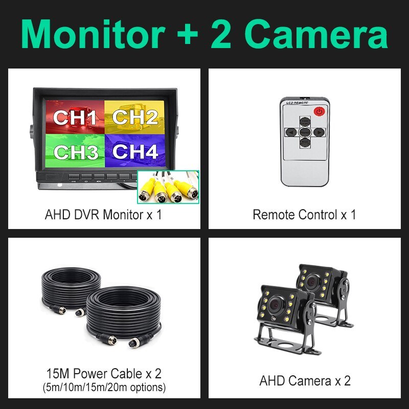 GreenYi 7 inch 4CH AHD Recorder DVR Car Monitor Vehicle Truck Night Vision Rear View Camera Support SD Card Recording