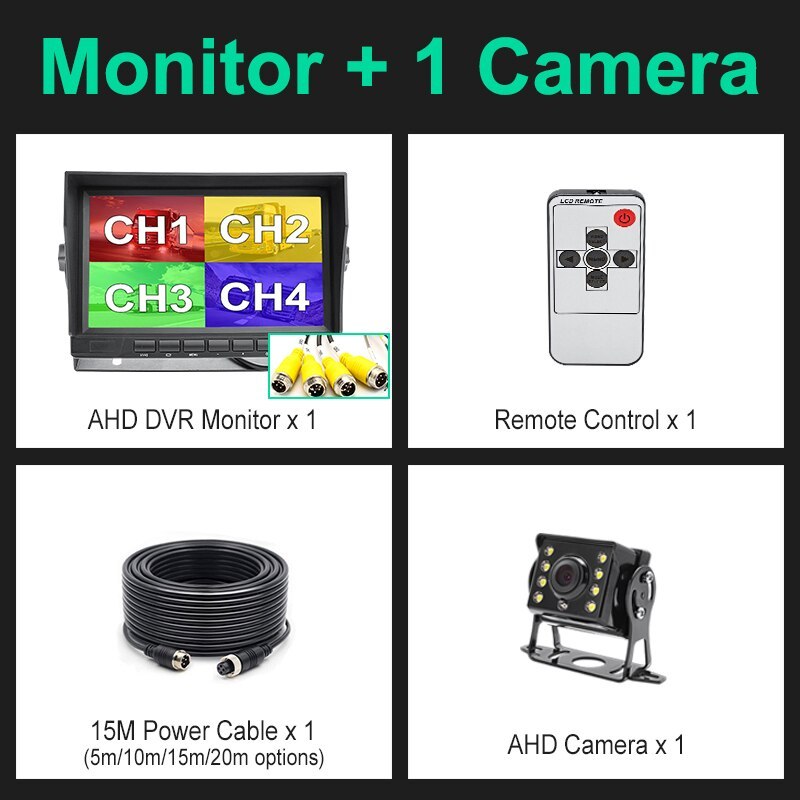 GreenYi 7 inch 4CH AHD Recorder DVR Car Monitor Vehicle Truck Night Vision Rear View Camera Support SD Card Recording