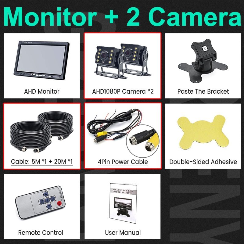 GreenYi 1920*1080 High Definition AHD Truck Starlight Night Vision Backup Camera 7 inch Vehicle Reverse Monitor For Bus Car