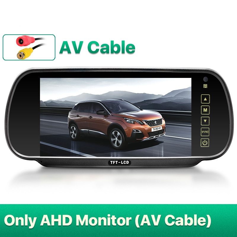 GreenYi 7 inch AHD Car Mirror Monitor 170° 1080P Rear View AHD Camera High Definition Vehicle IPS Full Mirror Display