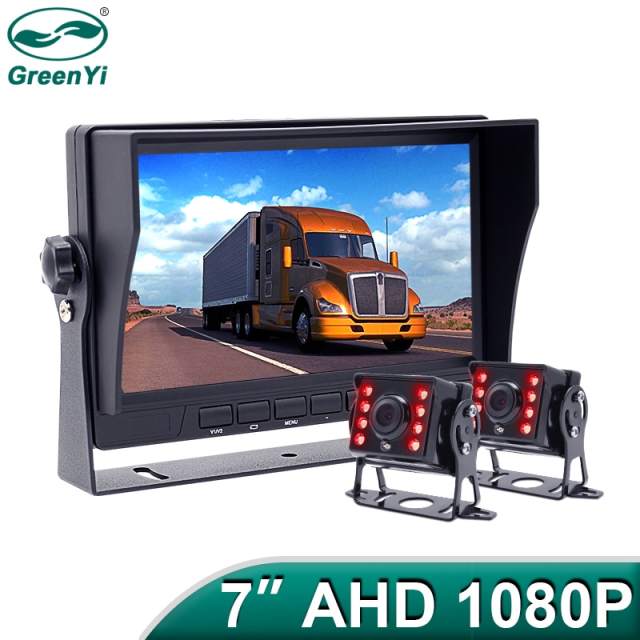 GreenYi 7 inch AHD 1080P IR Rear View Camera  Truck High Definition Vehicle IPS Monitor Sunshade For Car Bus