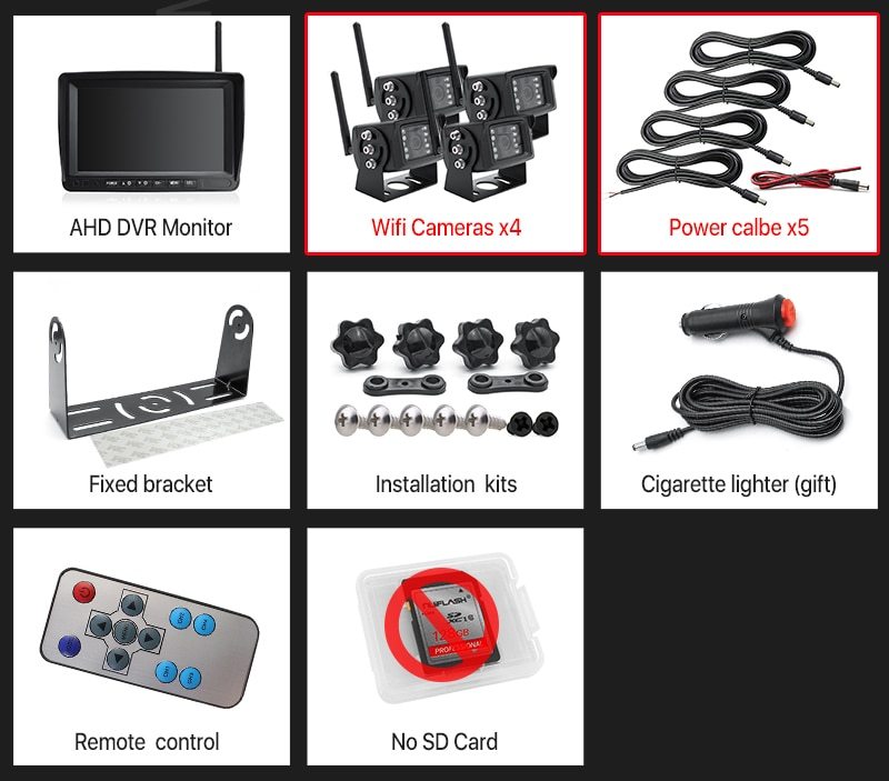 GreenYi HD Wireless DVR 7" IPS Split Screen Monitor AHD 720P Reverse Backup Camera for Truck Bus Trailer
