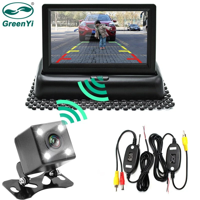 GreenYi Wifi Wireless Rear View Camera Vehicle Folding Foldable Monitor Video System Car Parking Monitor With Reverse Camera