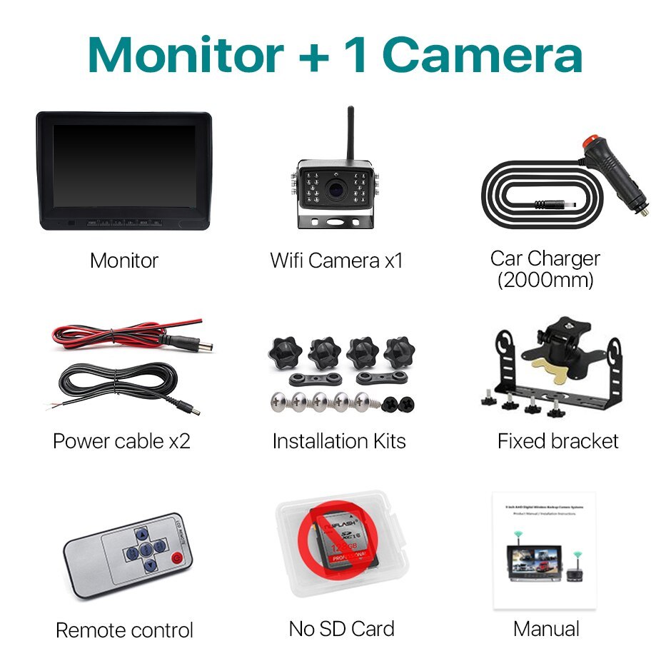 GreenYi AHD 720P Wireless 8 Inch IPS Car DVR Recorder Monitor 4 CH Vehicle Reverse IR Night Vision Wifi Camera For Bus Truck