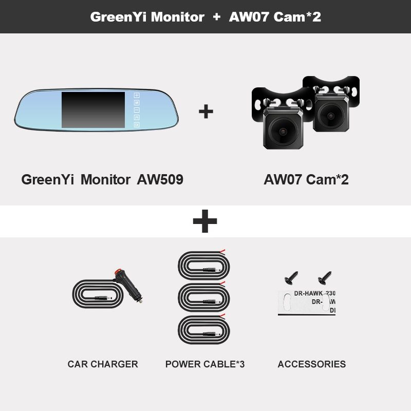 GreenYi 5 Inch Wireless AHD 1920x1080P IPS Car Mirror Monitor Reverse Rear View Waterproof Camera With Stable Digital Signal