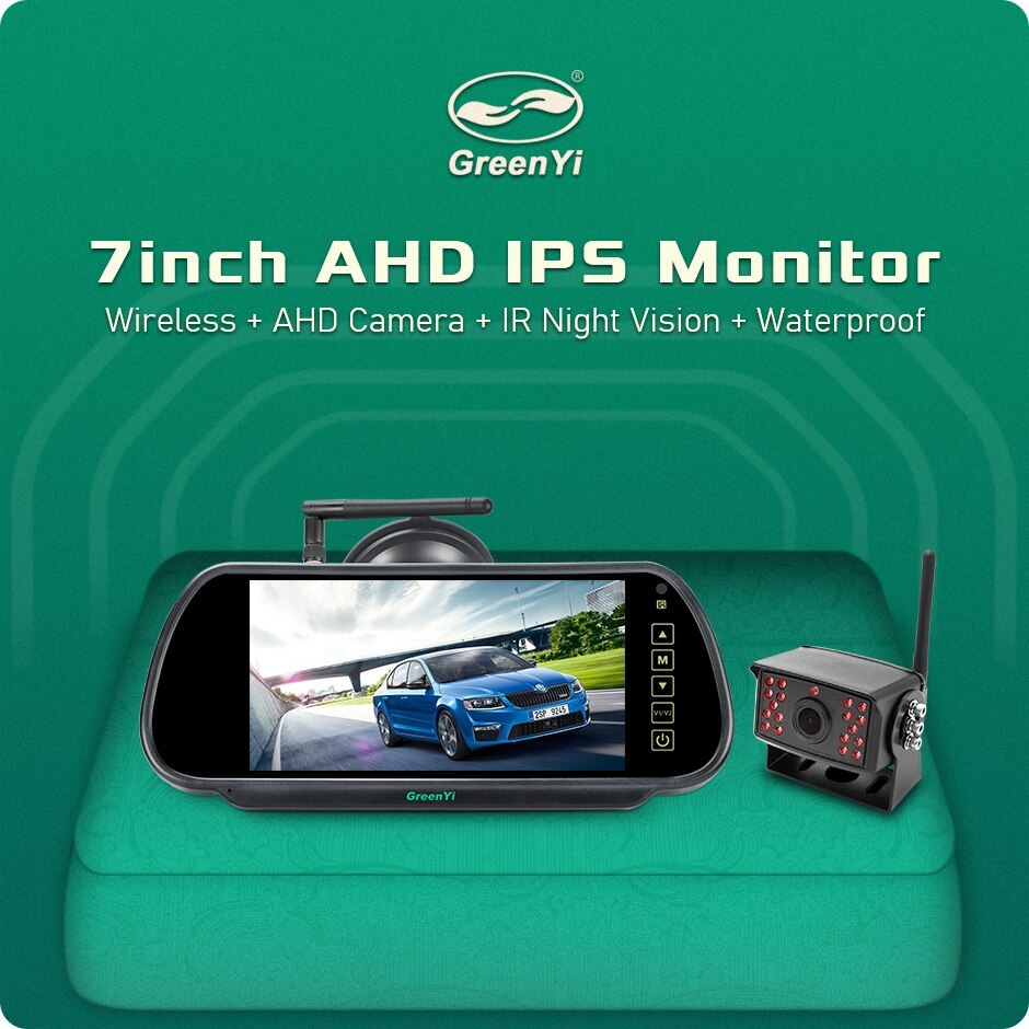 GreenYi AHD Wireless 7 inch DVR Mirror Monitor IPS 720P Night Vision Reverse Backup Recorder Wifi Camera For Bus Car Truck