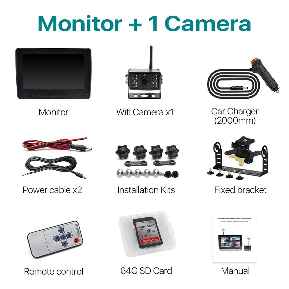 GreenYi AHD 720P Wireless 8 Inch IPS Car DVR Recorder Monitor 4 CH Vehicle Reverse IR Night Vision Wifi Camera For Bus Truck