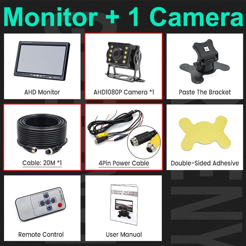 GreenYi 1920*1080 High Definition AHD Truck Starlight Night Vision Backup Camera 7 inch Vehicle Reverse Monitor For Bus Car