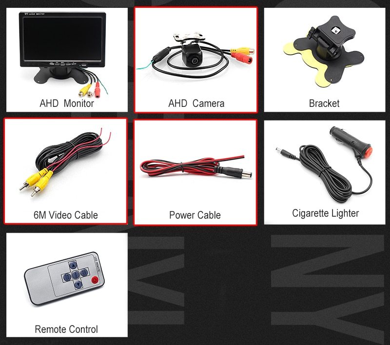 GreenYi RCA AHD 7 Inch Vehicle Monitor 1080P Truck Starlight Night Vision Camera IPS Screen With Cigarette Lighter For Bus Car