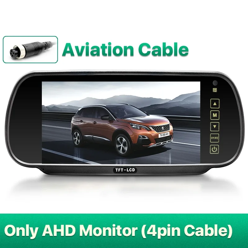 GreenYi 7 inch AHD Car Mirror Monitor 170° 1080P Rear View AHD Camera High Definition Vehicle IPS Full Mirror Display