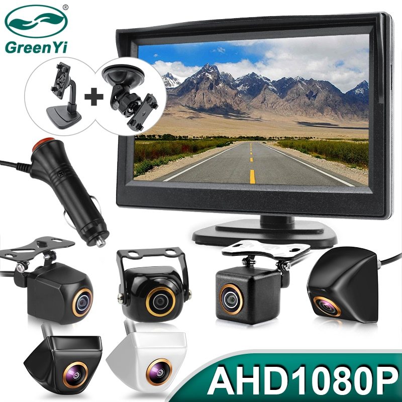 GreenYi 5 inch AHD Car Monitor For 1080P High Definition 170 Degree Night Vision Vehicle Rear View Camera Easy Installation