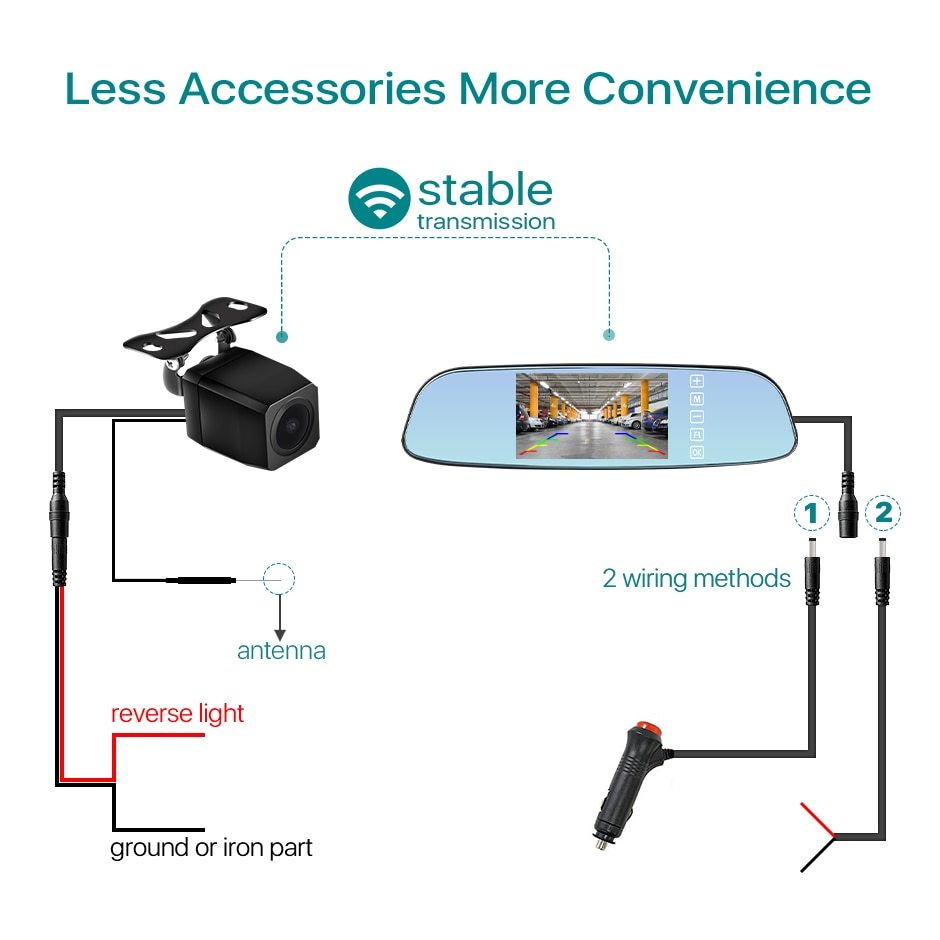 GreenYi 5 Inch Wireless AHD 1920x1080P IPS Car Mirror Monitor Reverse Rear View Waterproof Camera With Stable Digital Signal