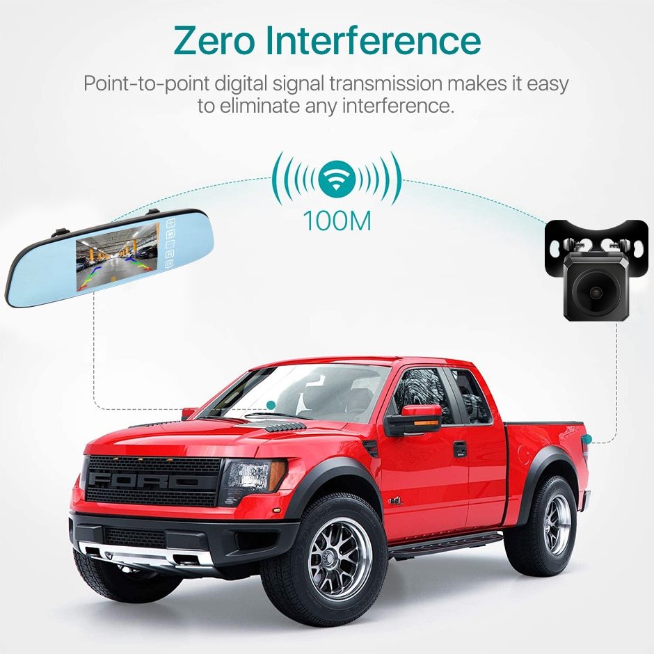 GreenYi 5 Inch Wireless AHD 1920x1080P IPS Car Mirror Monitor Reverse Rear View Waterproof Camera With Stable Digital Signal