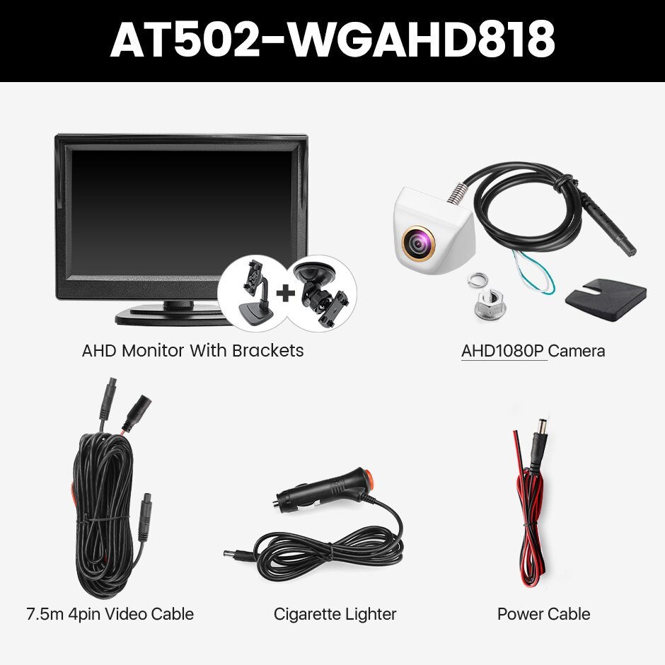 GreenYi 5 inch AHD Car Monitor For 1080P High Definition 170 Degree Night Vision Vehicle Rear View Camera Easy Installation