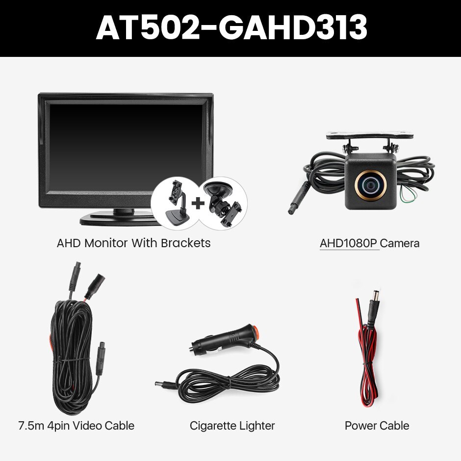 GreenYi 5 inch AHD Car Monitor For 1080P High Definition 170 Degree Night Vision Vehicle Rear View Camera Easy Installation