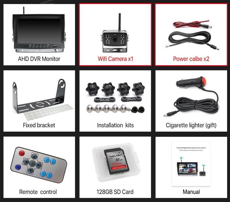 GreenYi 9" 1280x720 High Definition AHD Wireless Truck DVR Monitor Night Vision Reverse Backup Recorder Wifi Camera For Bus Car