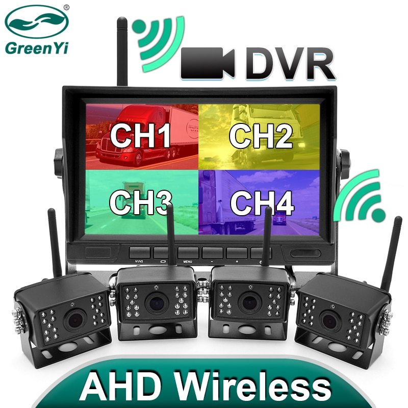GreenYi 7 inch Wireless Truck DVR Monitor AHD 720P High Definition Night Vision Reverse Backup Recorder Wifi Camera For Bus Car