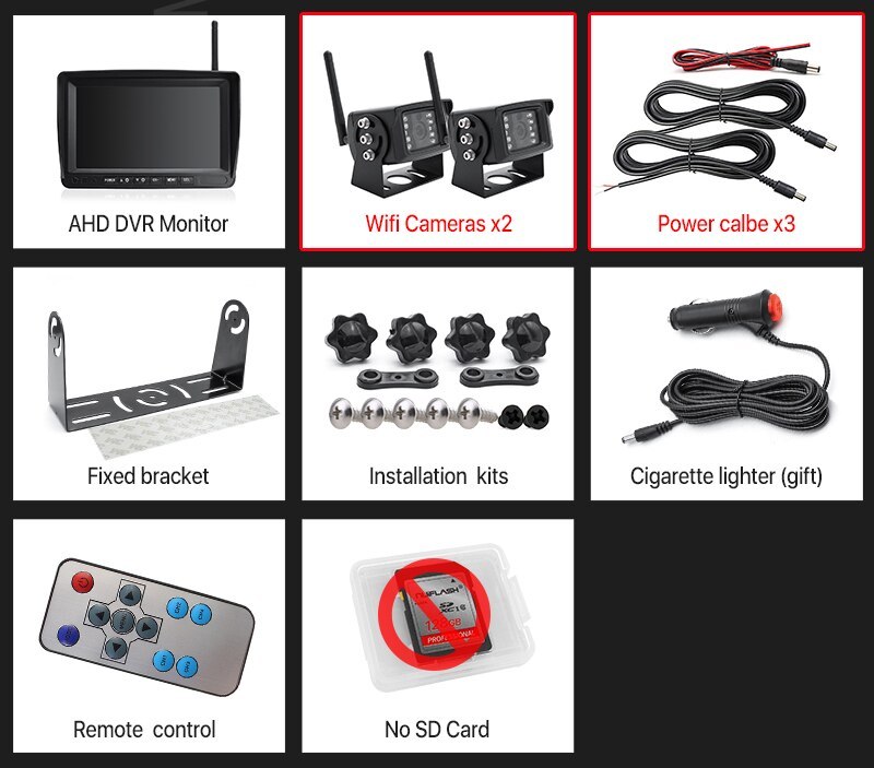 GreenYi 1280x720 High Definition AHD Wireless Truck DVR Monitor 7" Night Vision Reverse Backup Recorder Wifi Camera For Bus Car