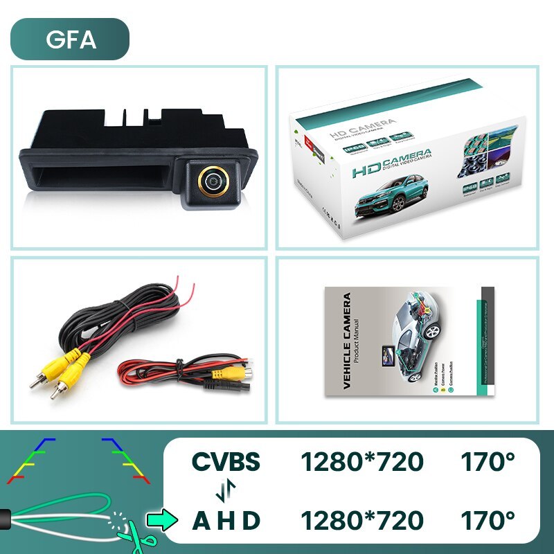 GreenYi 170° HD 1080P Car Rear View Camera for Audi A4 A3 A1 A6L S5 Q7 Night Vision Reverse Reversing 4 pin Vehicle Parking AHD