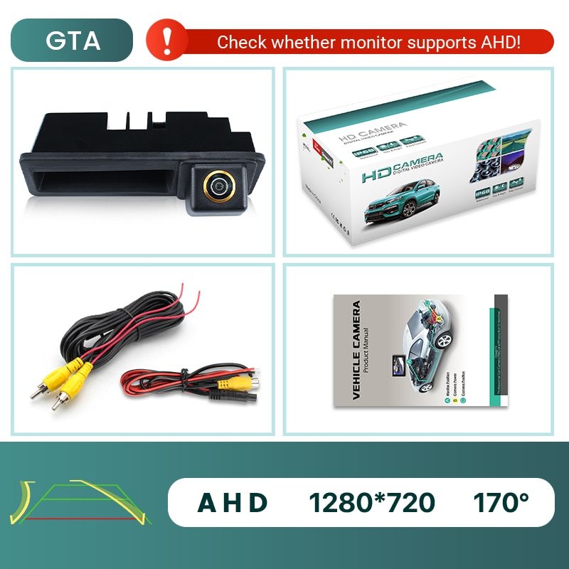GreenYi 170° HD 1080P Car Rear View Camera for Audi A4 A3 A1 A6L S5 Q7 Night Vision Reverse Reversing 4 pin Vehicle Parking AHD