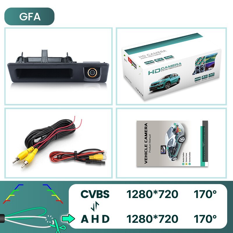 GreenYi 170° HD 1080P Car Rear View Camera for BMW 3 5 X3 Series F10 F11 F25 F30 Reverse 4 Pin Vehicle Parking AHD