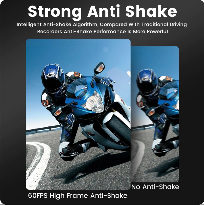 2K Motorcycle DVR Dash Cam with WiFi, GPS Logger, Waterproof Front & Rear View Camera Recorder Box GreenYi